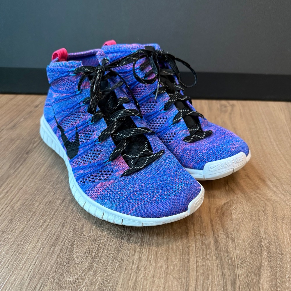 Nike Free Flyknit Chukka Purple Pink Womens Running Shoes 639699-600 Size 8.5
